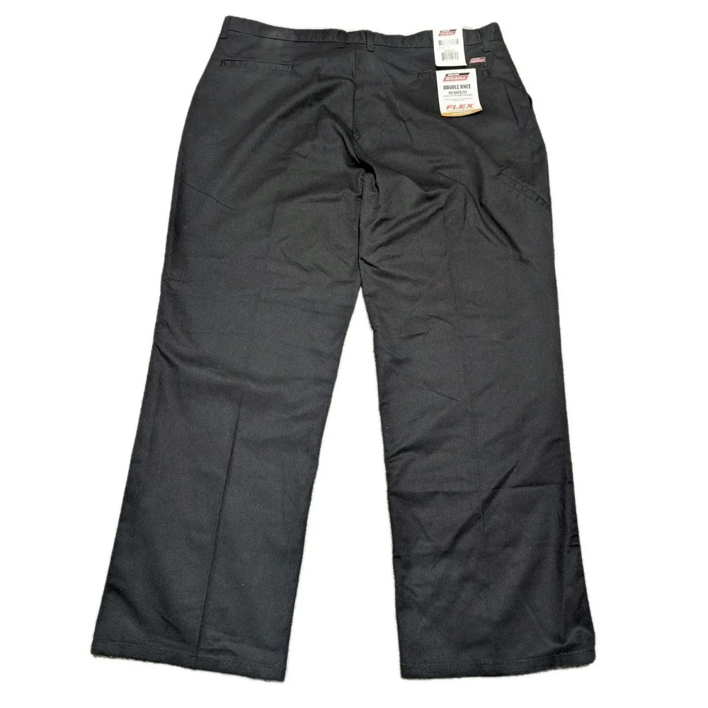 Dickies Pants Mens 44x32 Black Double Knee Relaxed Fit Straight-Leg FLEX Genuine